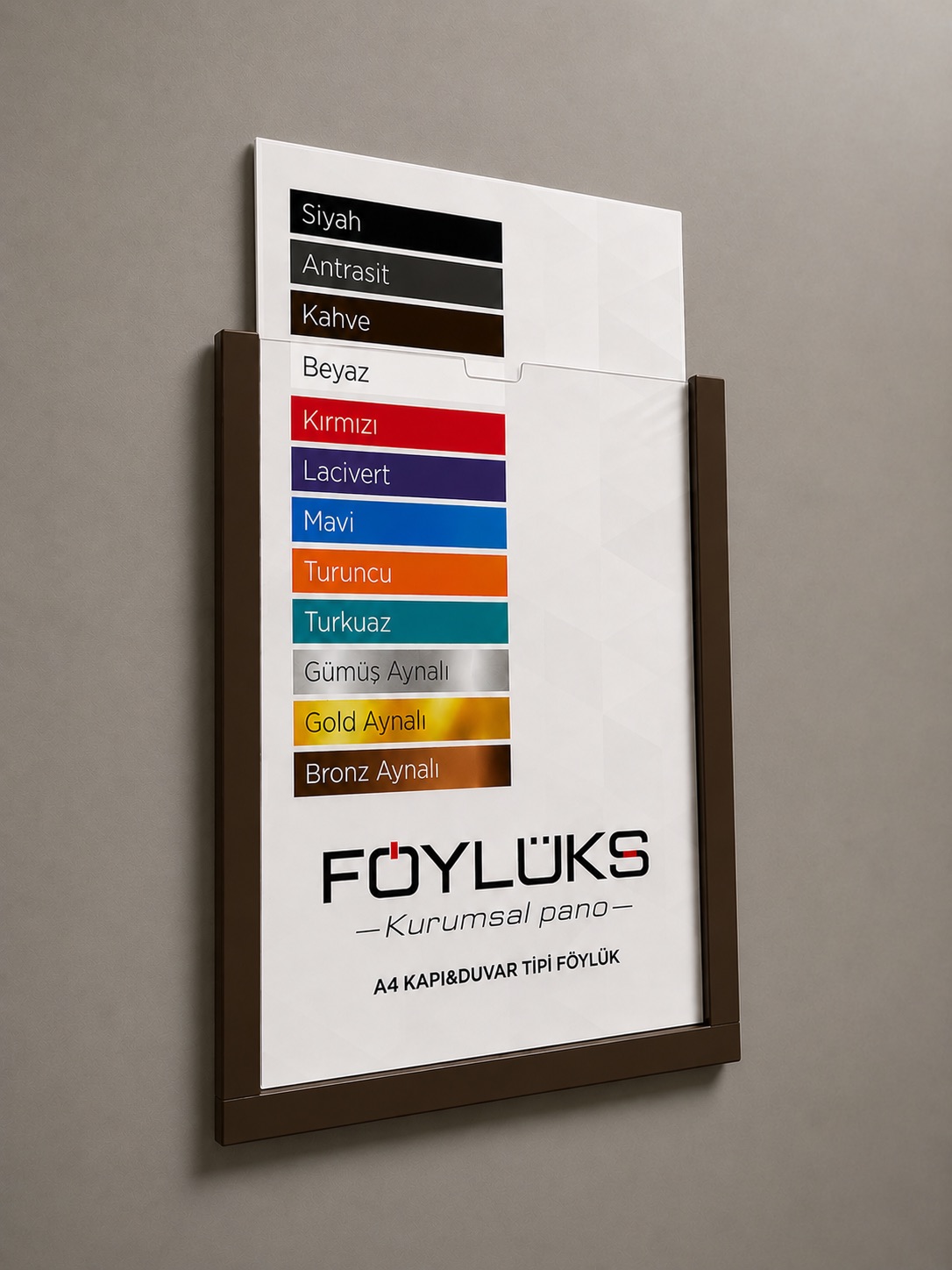 A4 Duvar Tipi Değiştirilebilir Yapışkanlı Föylük