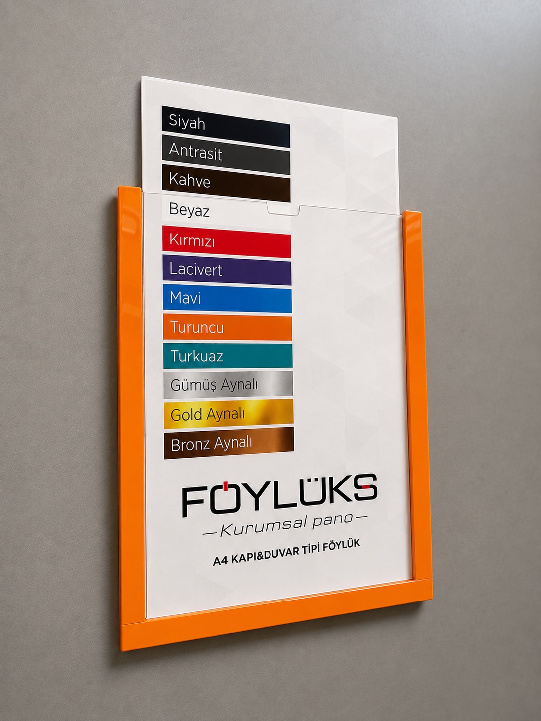 A4 Duvar Tipi Değiştirilebilir Yapışkanlı Föylük