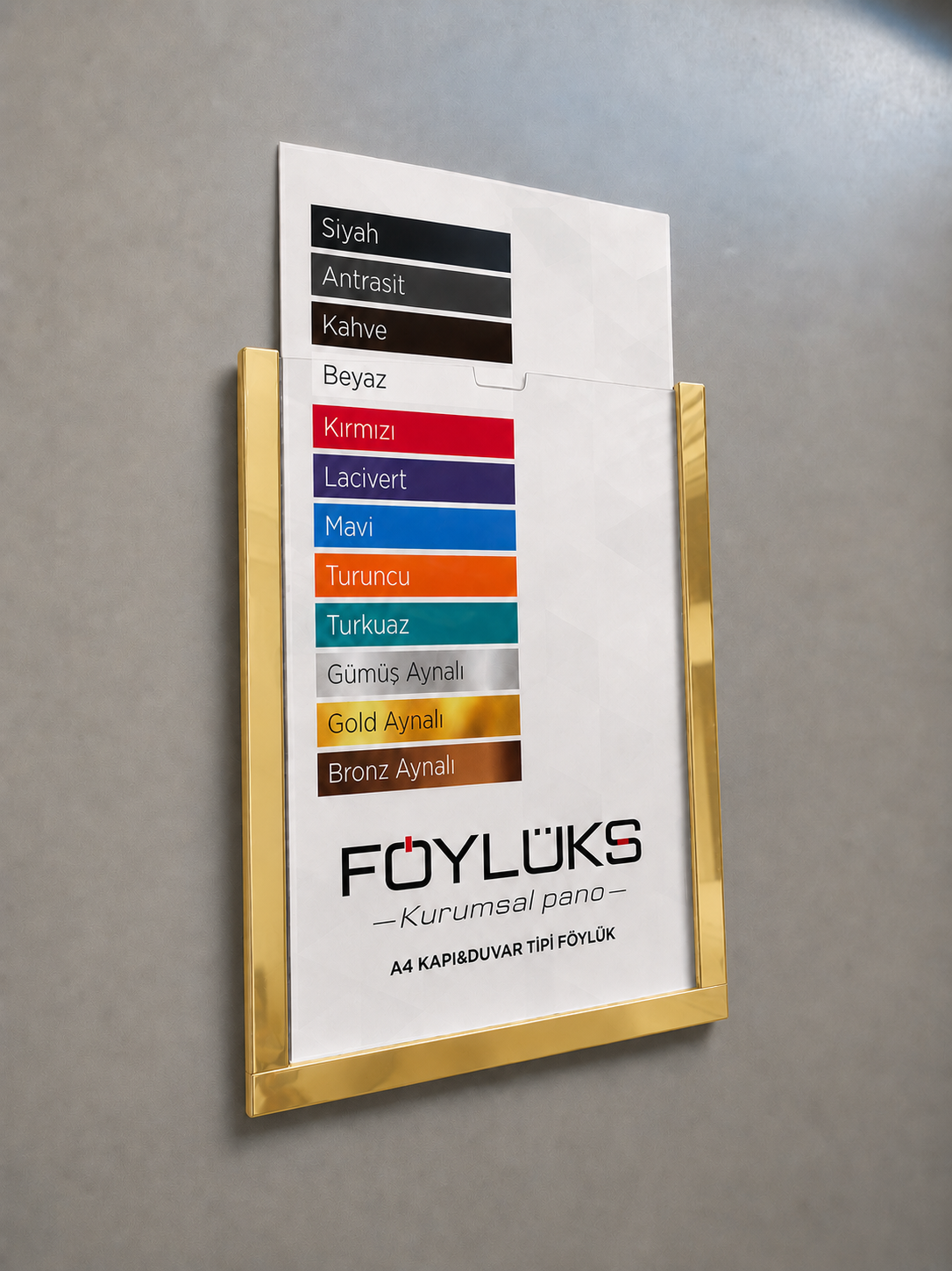 A4 Duvar Tipi Değiştirilebilir Yapışkanlı Föylük
